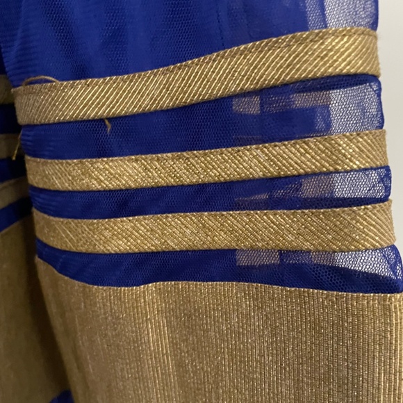 Blue and Gold Anarkali Pakistani Indian clothes - Picture 6 of 8